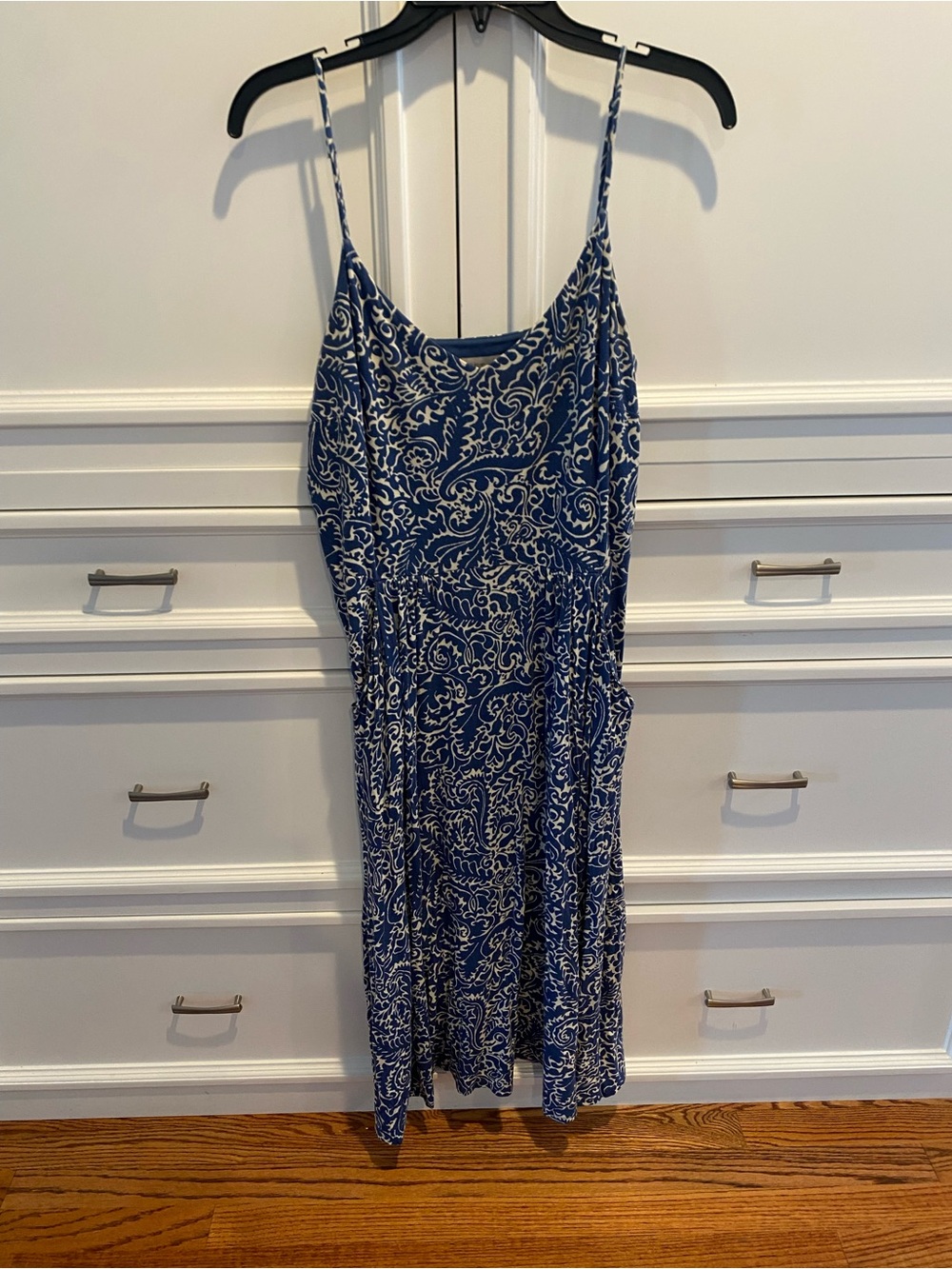 The loft Blue Paisley Spaghetti-Strap Dress
